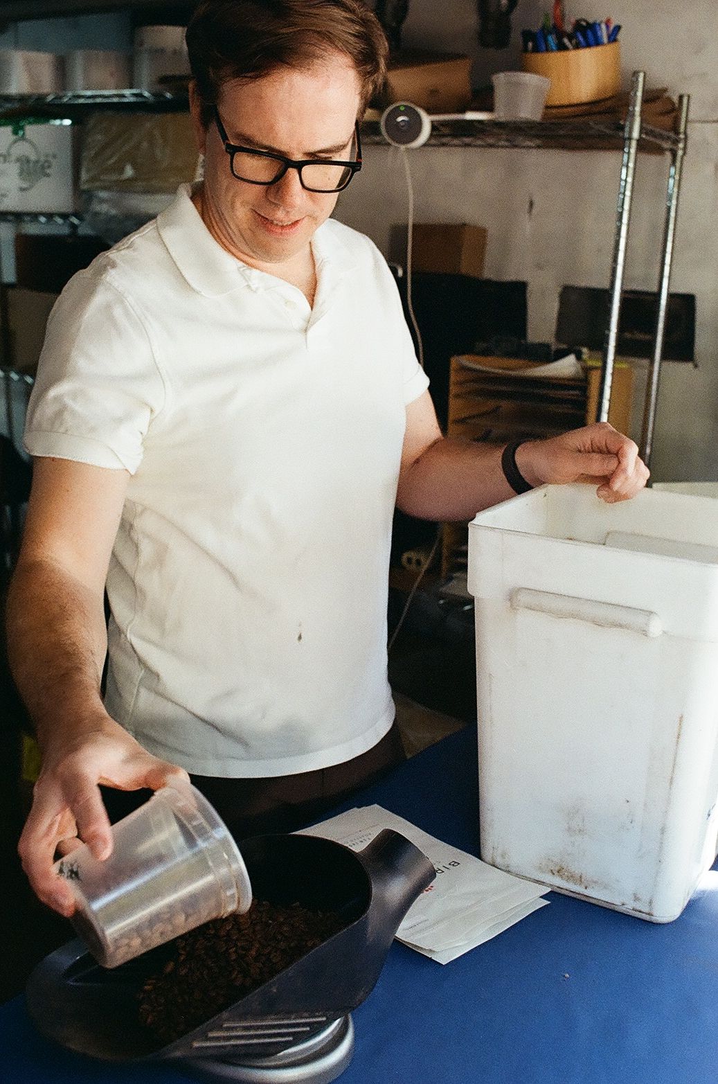 An image a of a man with coffee beans