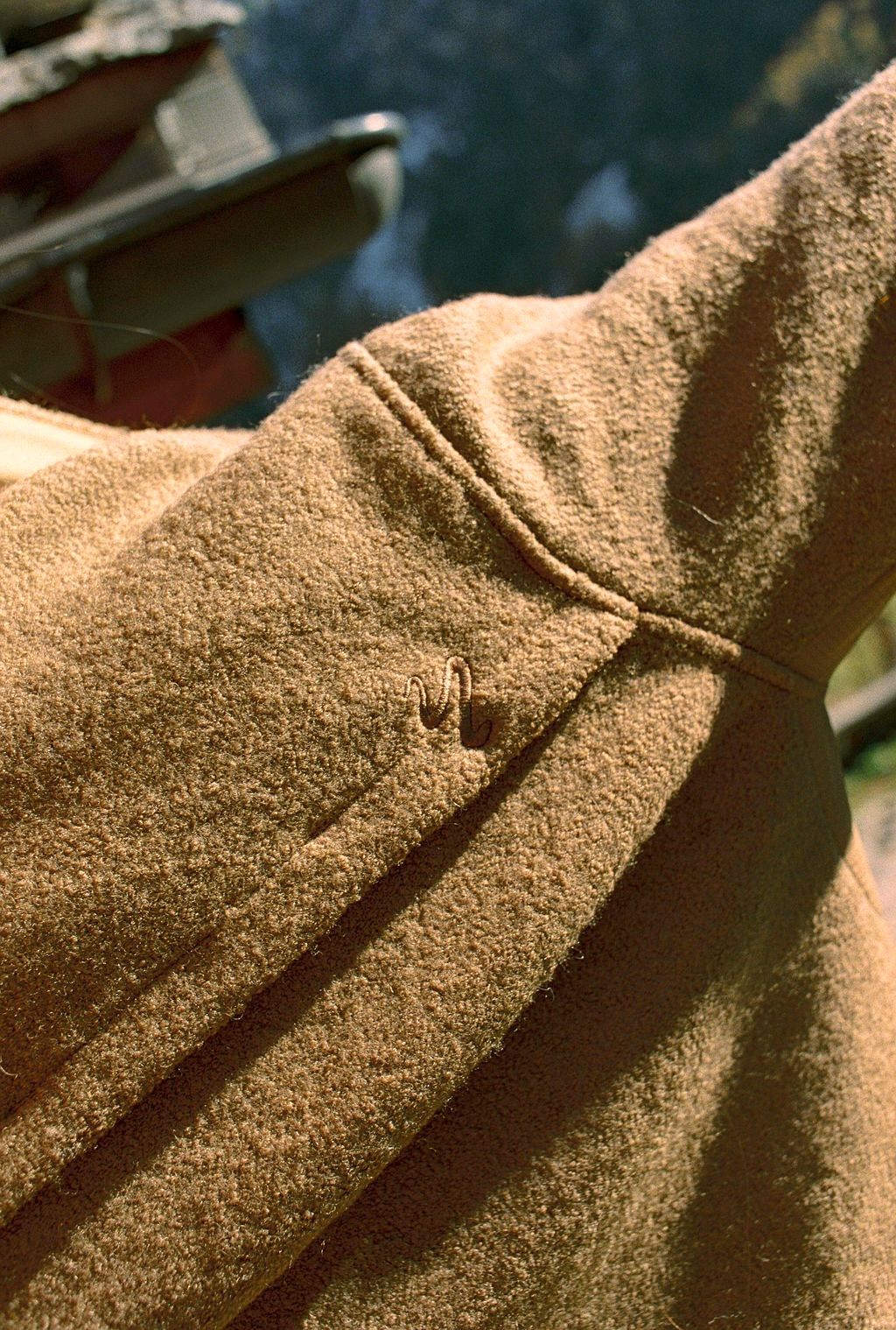 Closeup of sport coat interior with sunglasses pocket