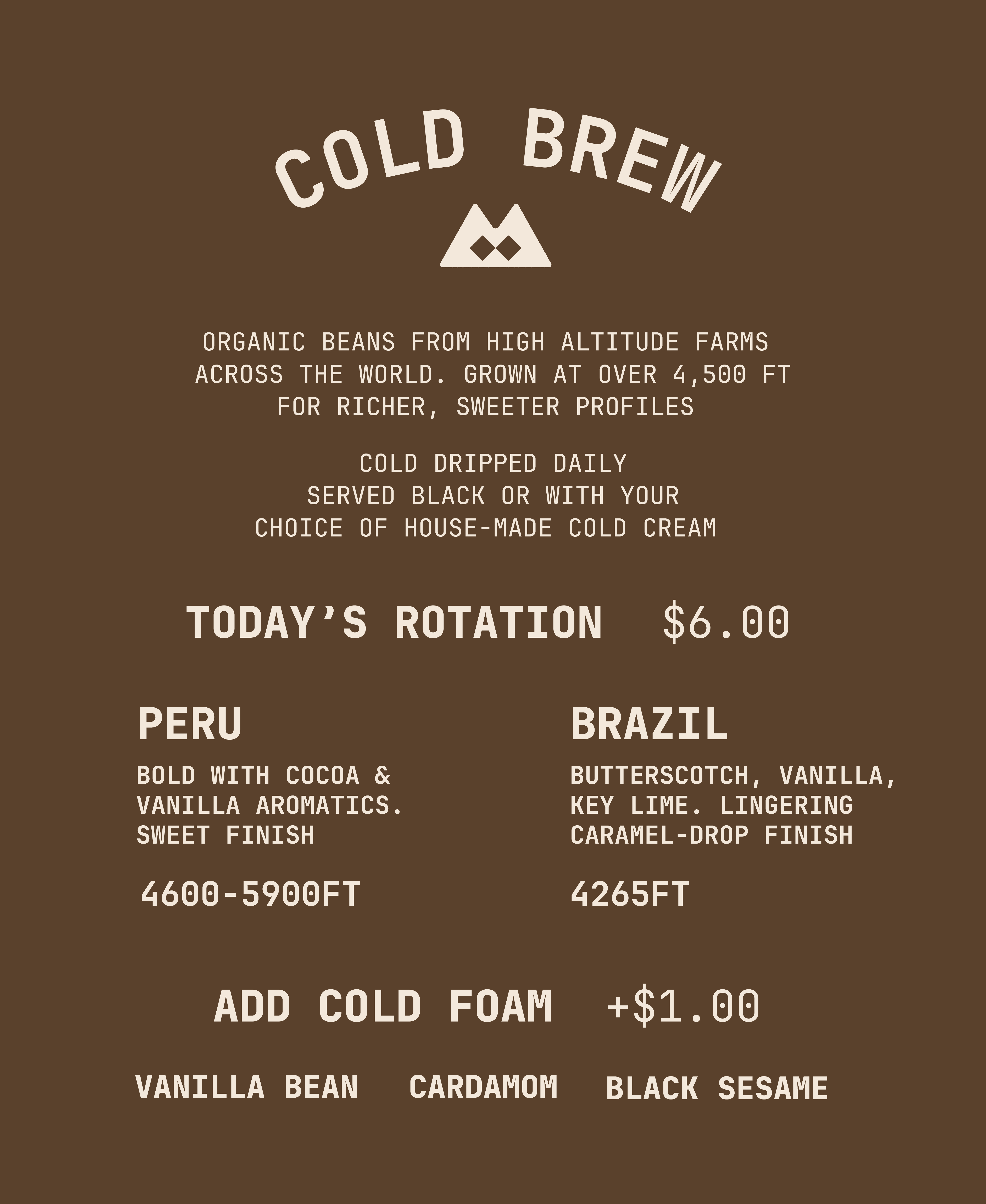 Double Black SF's cold brew coffee menu