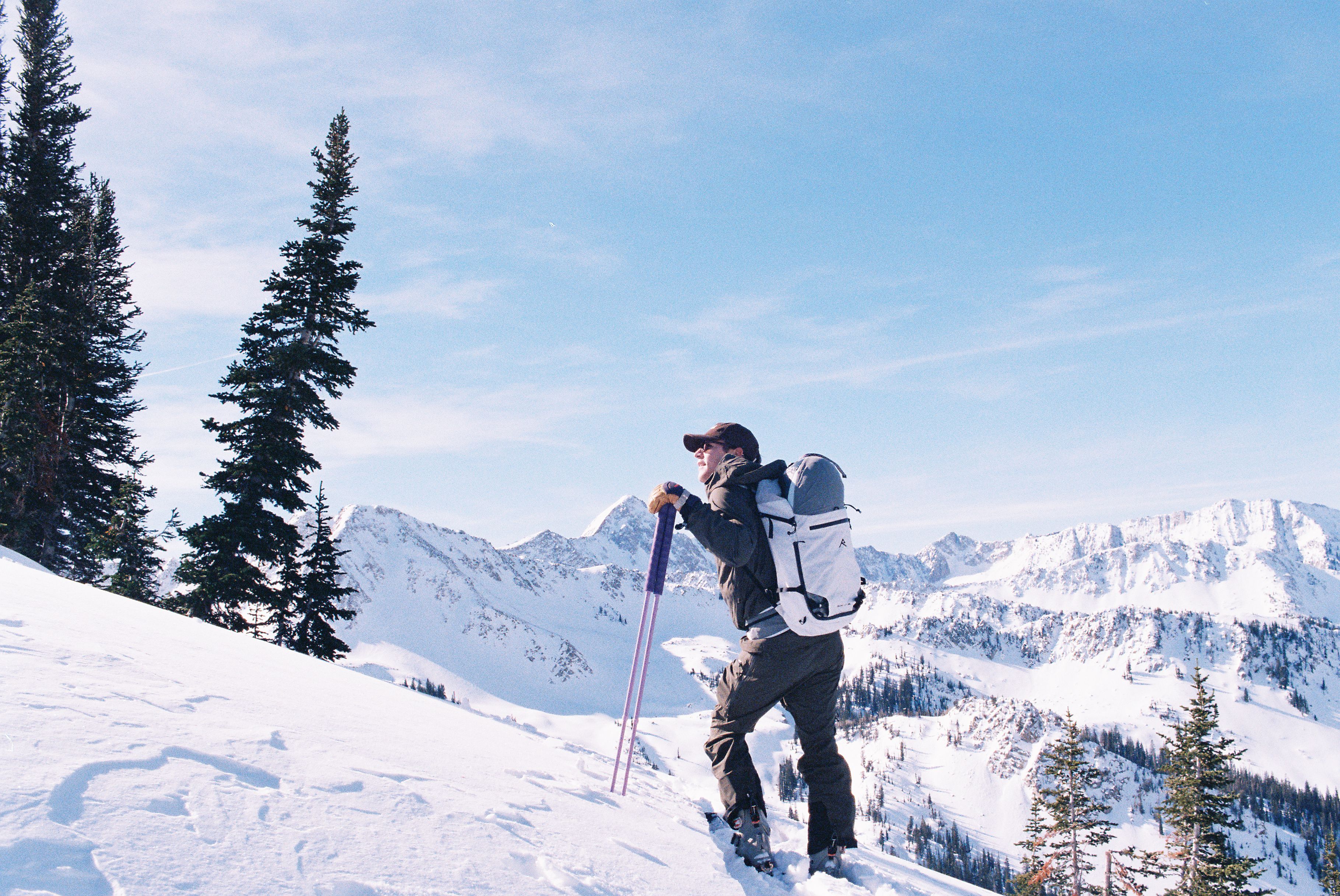 An image of a person backcountry skiing