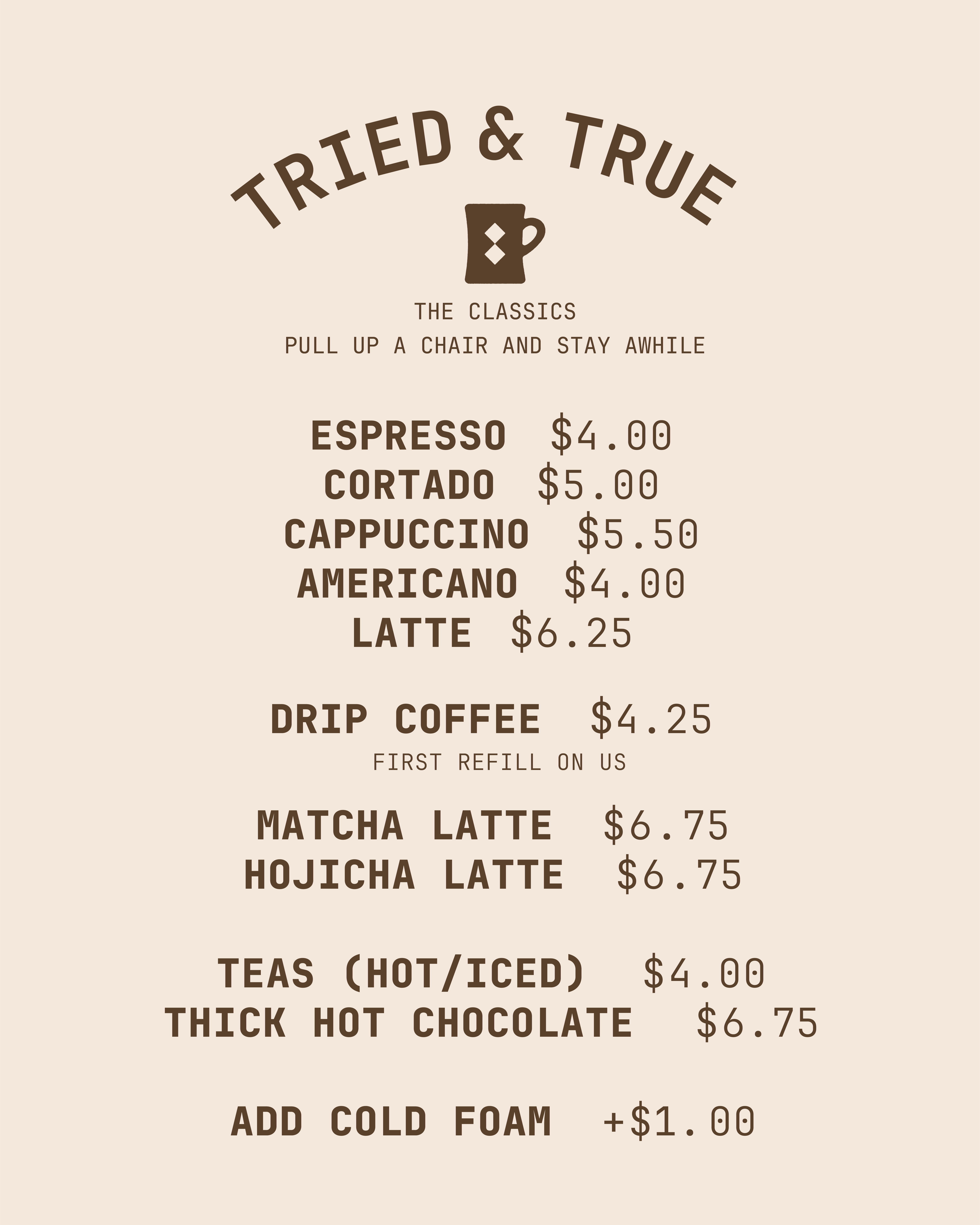 Double Black SF's classics coffee menu