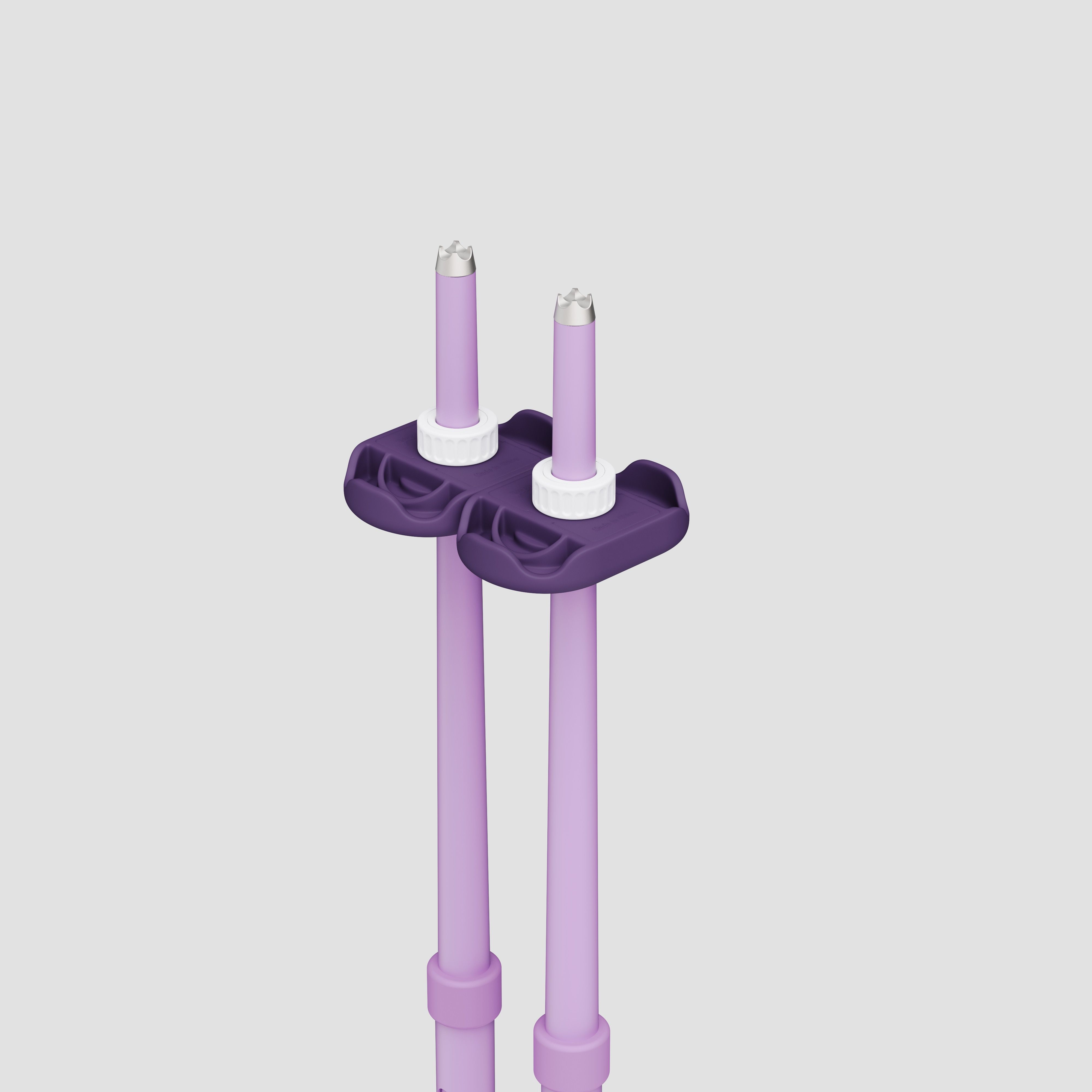 An image of P1 mini ski poles purple baskets