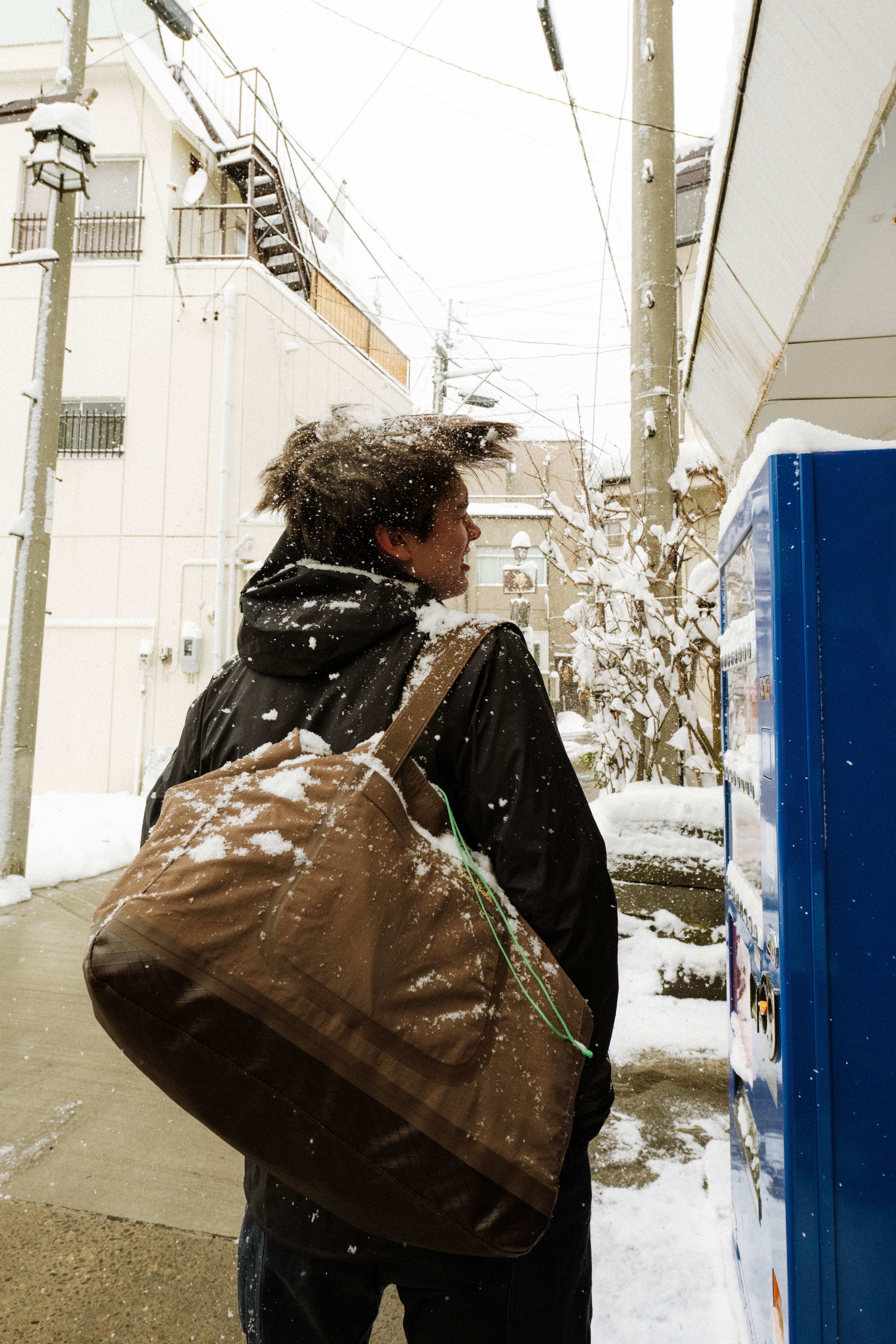 An image of a bag covered in snow