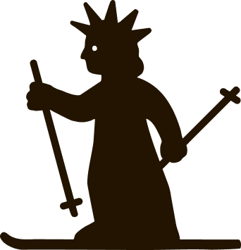 Statue of liberty holding ski poles