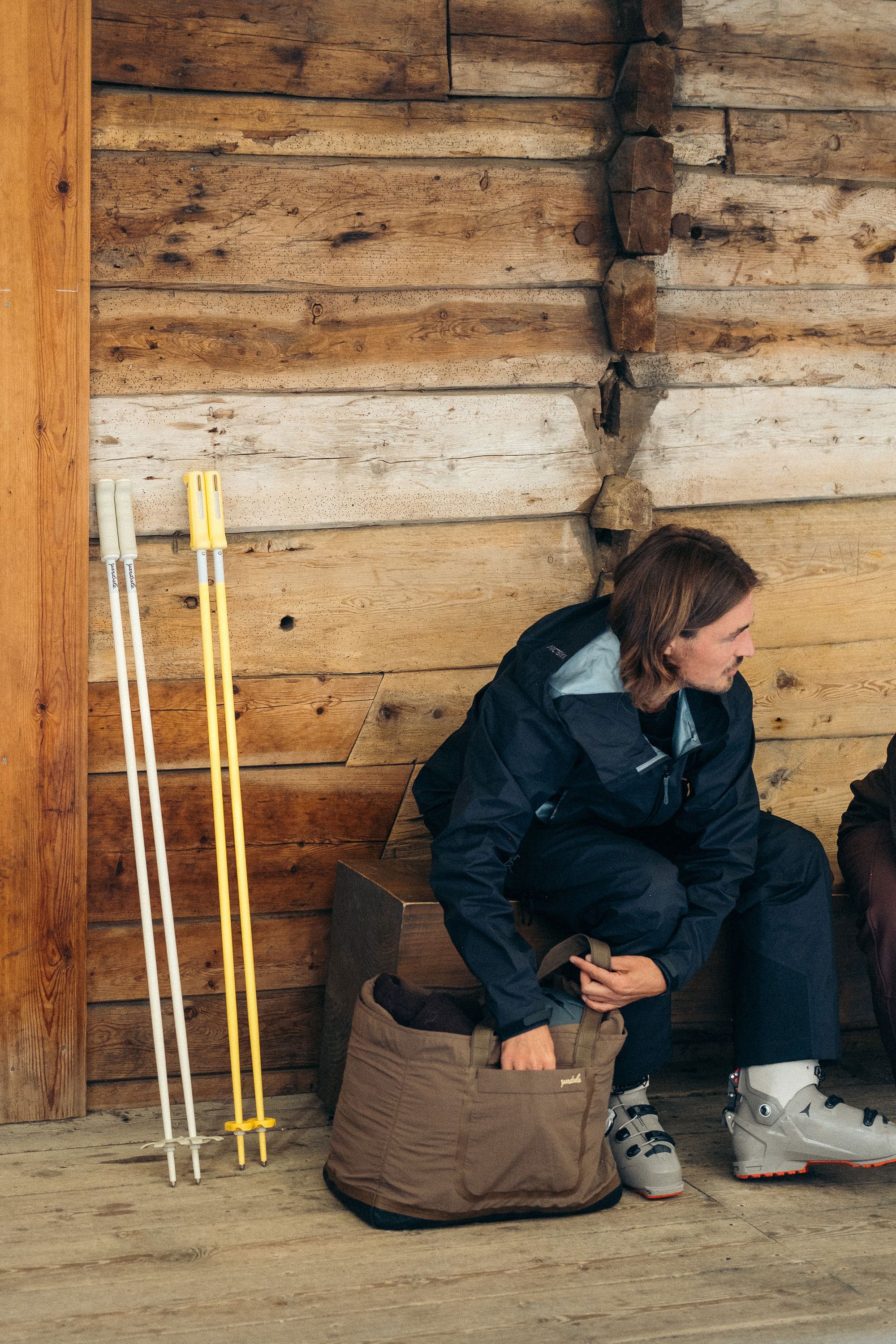 An image of a skier holding ski poles