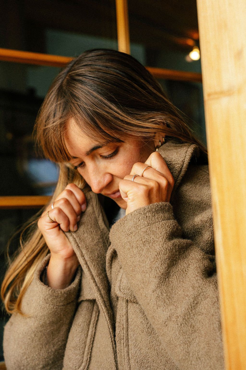 Women's sport coat close up on woman