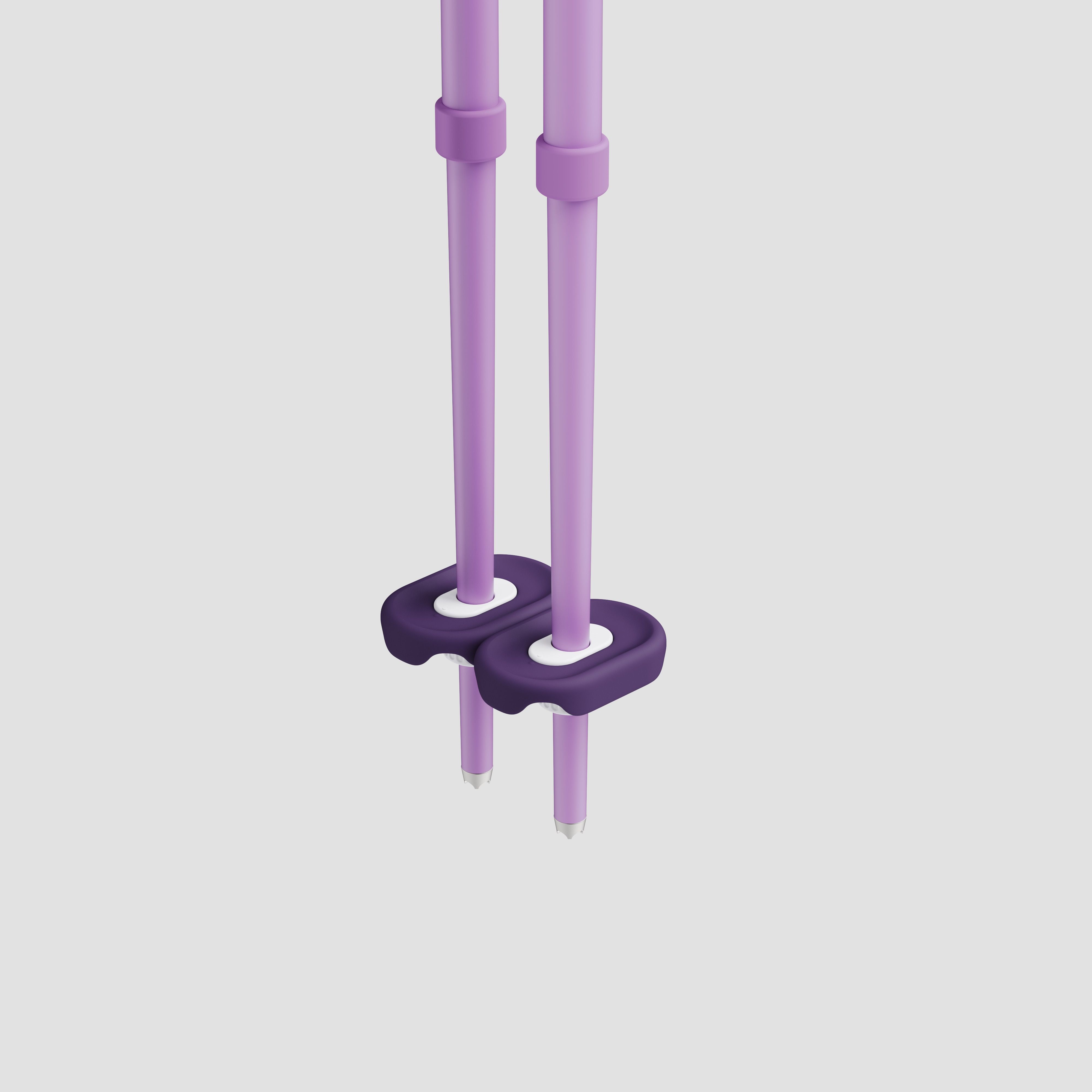 An image of P1 mini ski poles purple baskets