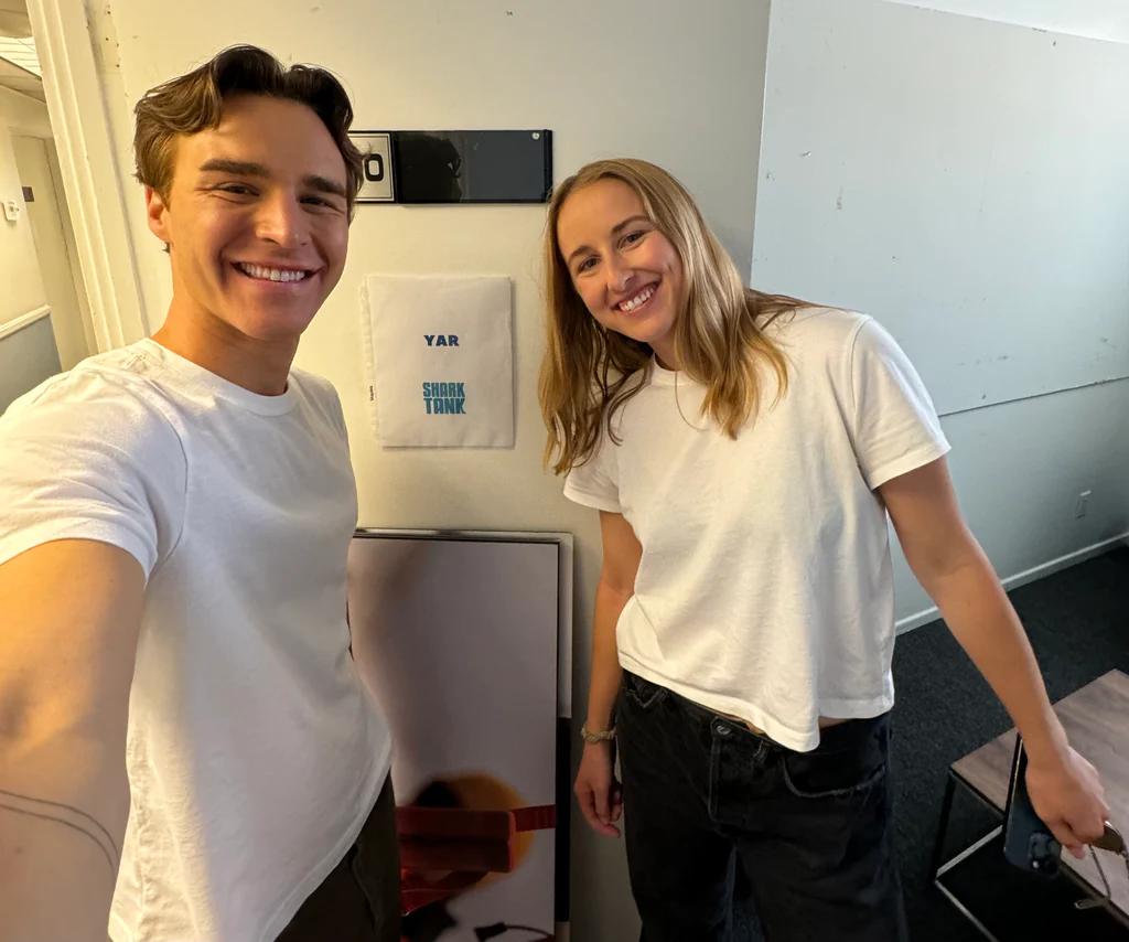 An image of Kelly and Cristina in the Shark Tank green room