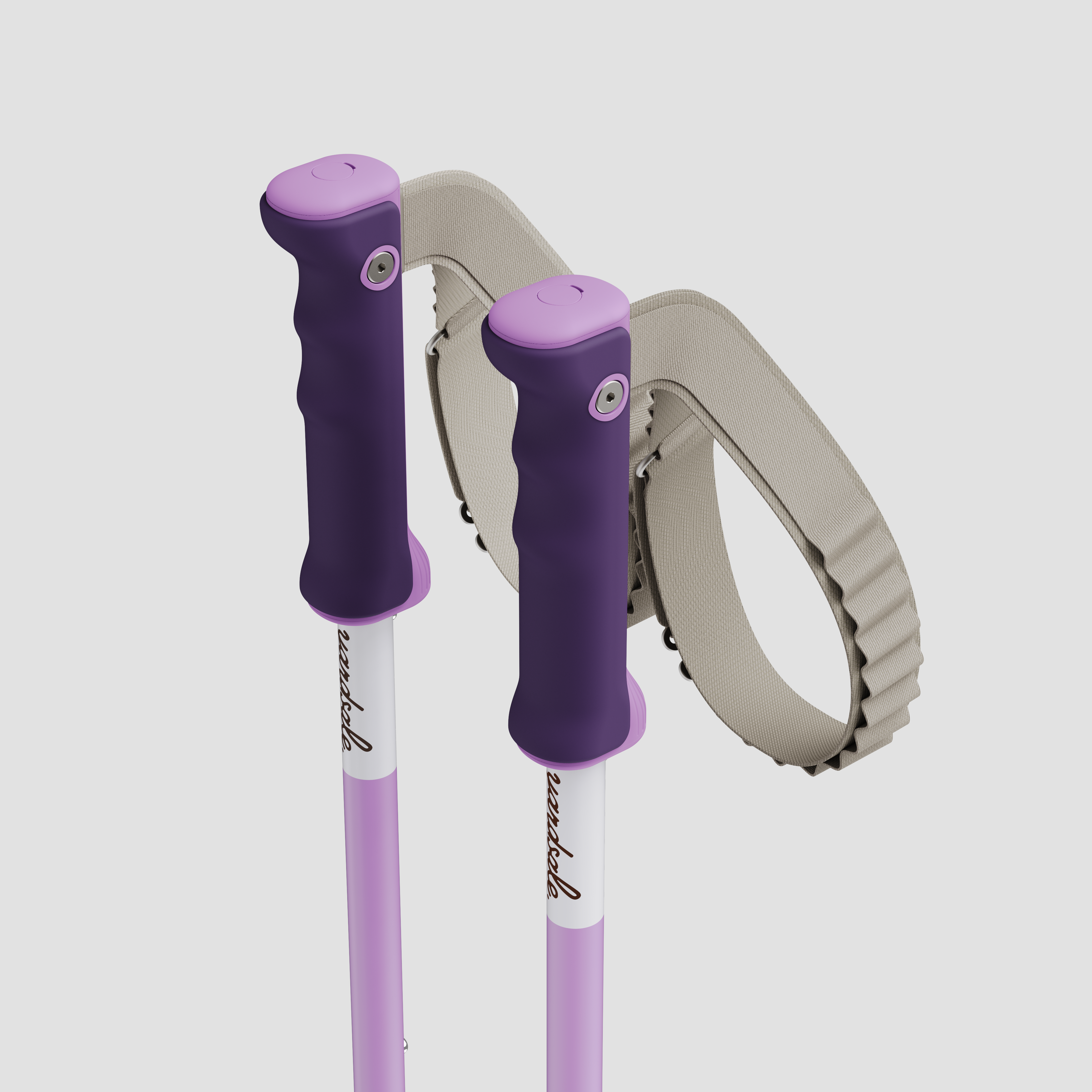 P1 Mini purple handle with white straps