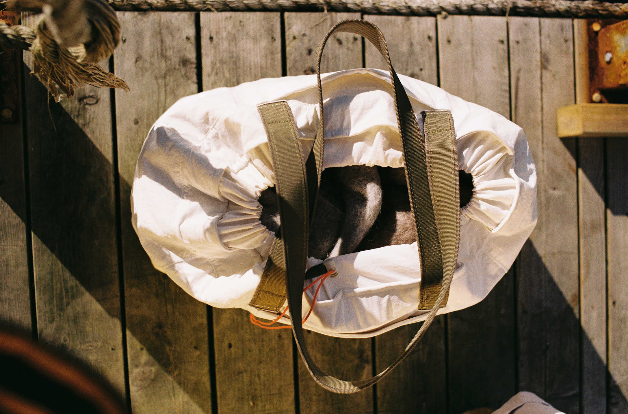 An image of a bag on a dock